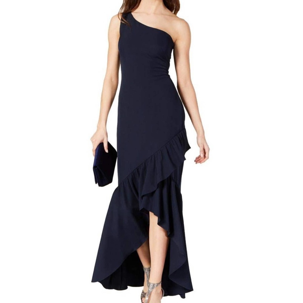 Vince Camuto Ruffled One Shoulder Evening Dress 14
